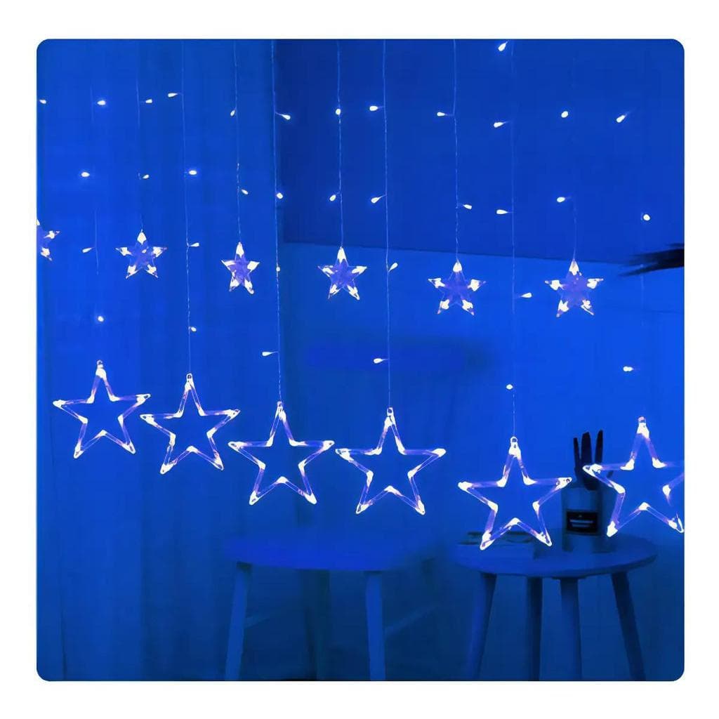 Cascata Estrela Natal 138 Leds 8 Funções Decoração BIVOLT