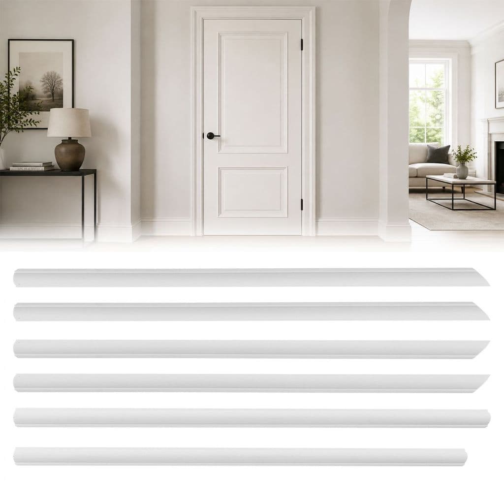 6 Peças Leve PU Pintável Branco 15.75 Pol . L x 0.63 Em W Conjunto De Moldagem De Acabamento De Parede
