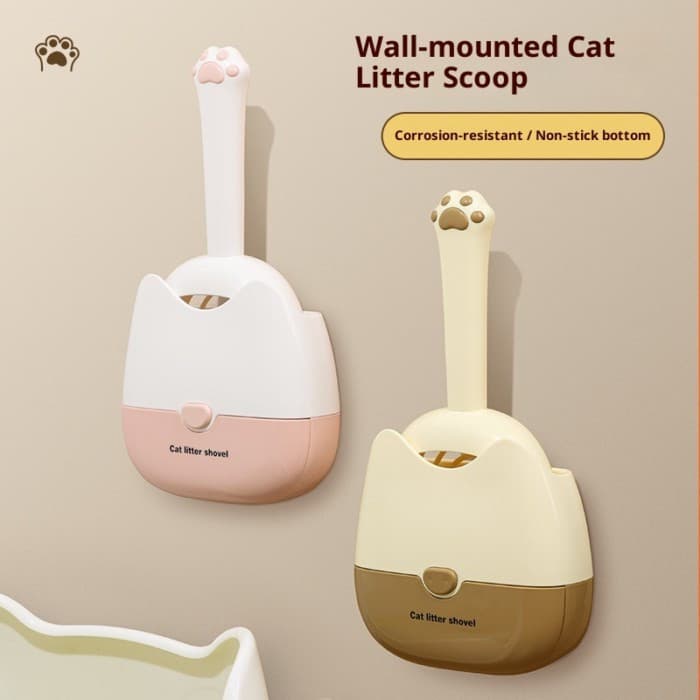 Conjunto Multifuncional de Pá para Areia de Gato, Pá Integrada para Areia de Gato, Série de Cores Contrastantes, Ferrame