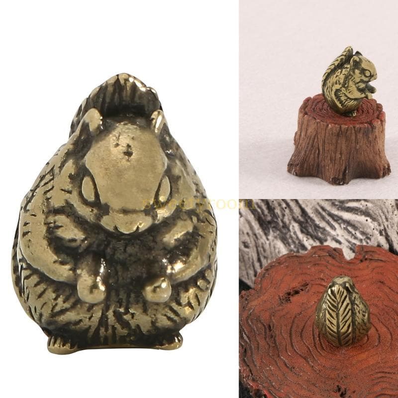 Estatueta Latão Miniatura Acabamento Antigo, Decorações Mesa Esquilo, Destaque Para Prate