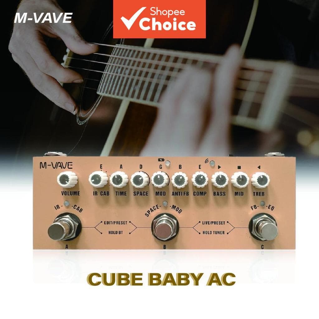 M-VAVE Cube BABY Pedal multiefeitos recarregável para guitarra acústica/elétrica, interface de áudio USB, Type-C,