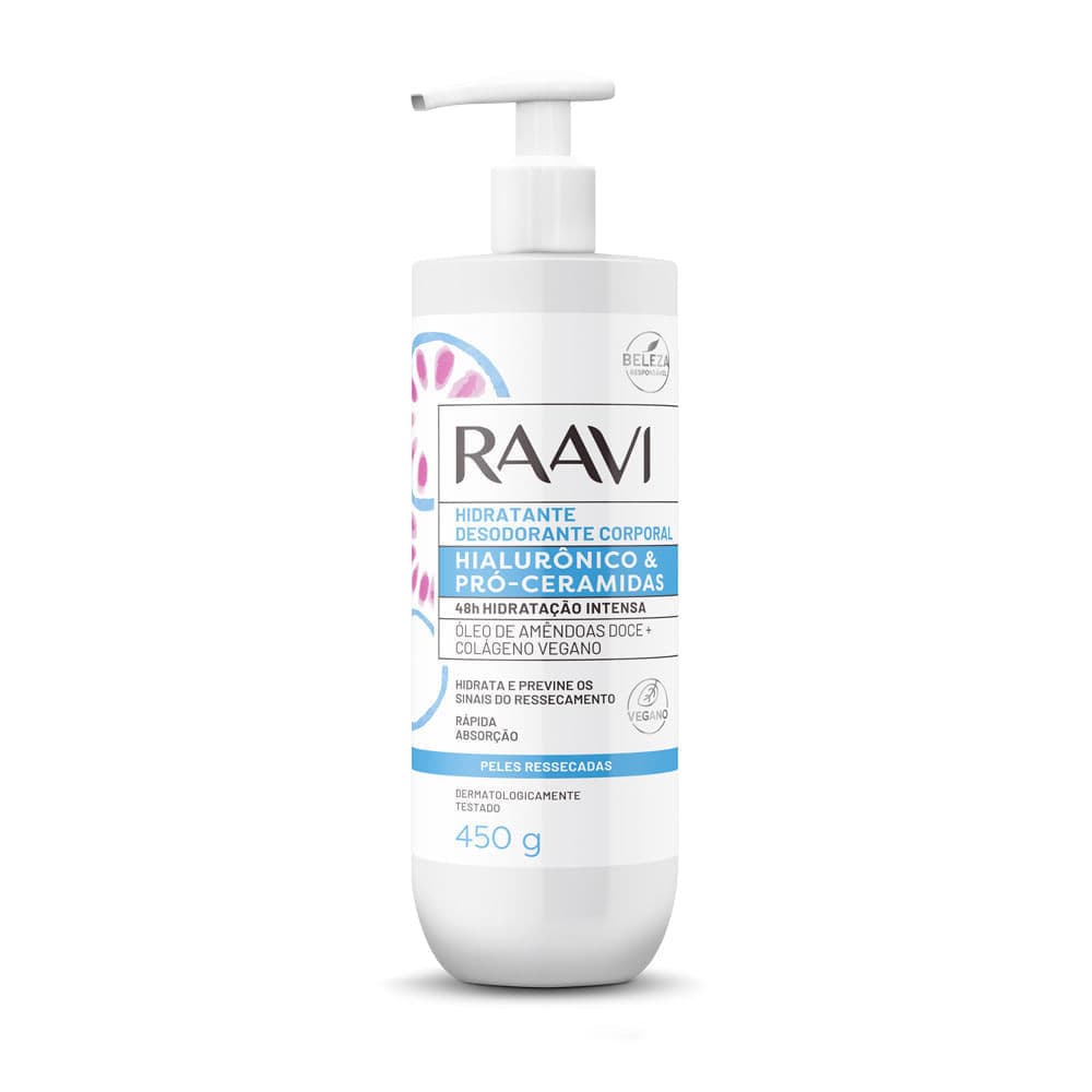 Creme Hidratante Corporal Hialurônico & Pró Ceramidas Raavi 450g