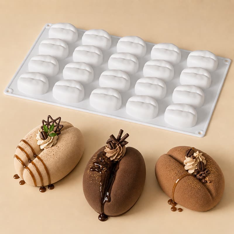 Novo estilo 20 molde de feijão de café Silicone lábio Mousse molde de bolo de Chocolate produto comestível atacado