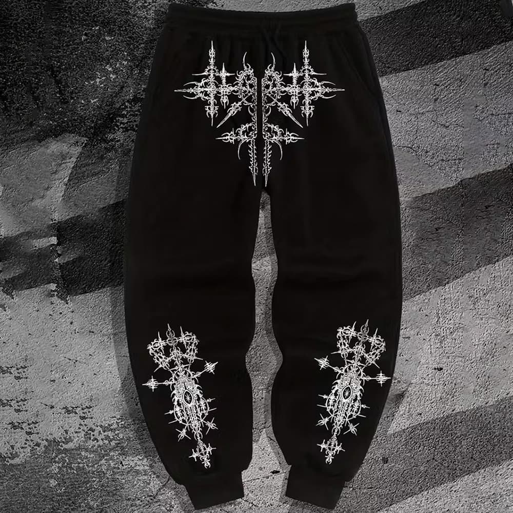 Calça de Moletom Flanelado Slim Breathing Gotico Punk Dark Logo Skull Gym Aesthetic Unissex