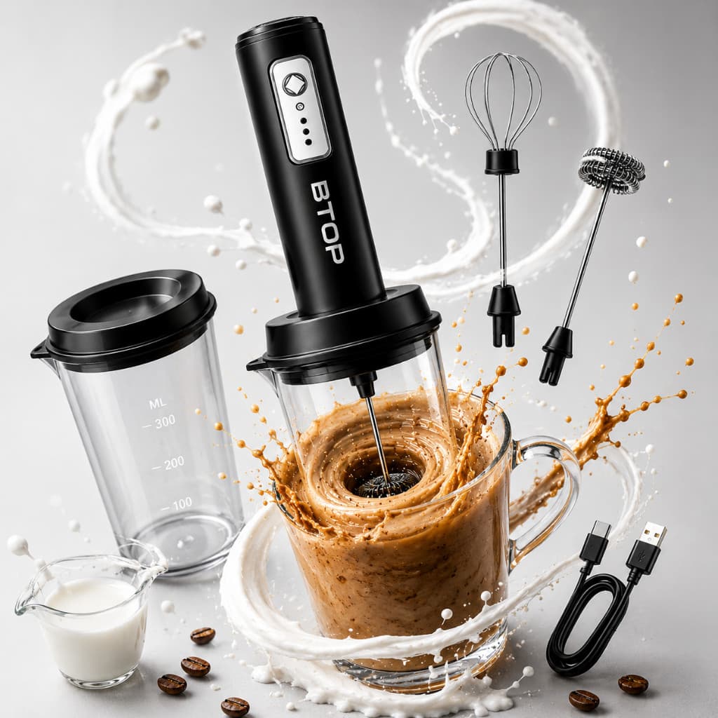 Mixer Espumador Misturador 300ml Portatil Recarregável 2 Hastes