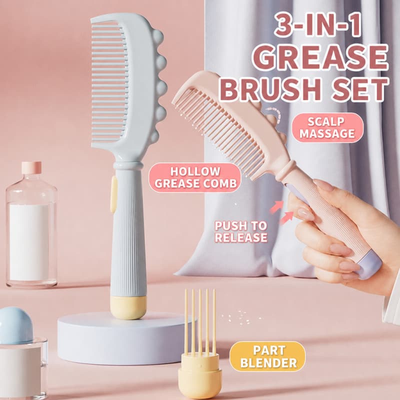 Conjunto De Pente Limpo Anti-Óleo 3 Em 1 , Oco Sem Lavagem , Caspa , Graxa , Massagem , Couro Cabeludo , Limpeza De Cabe