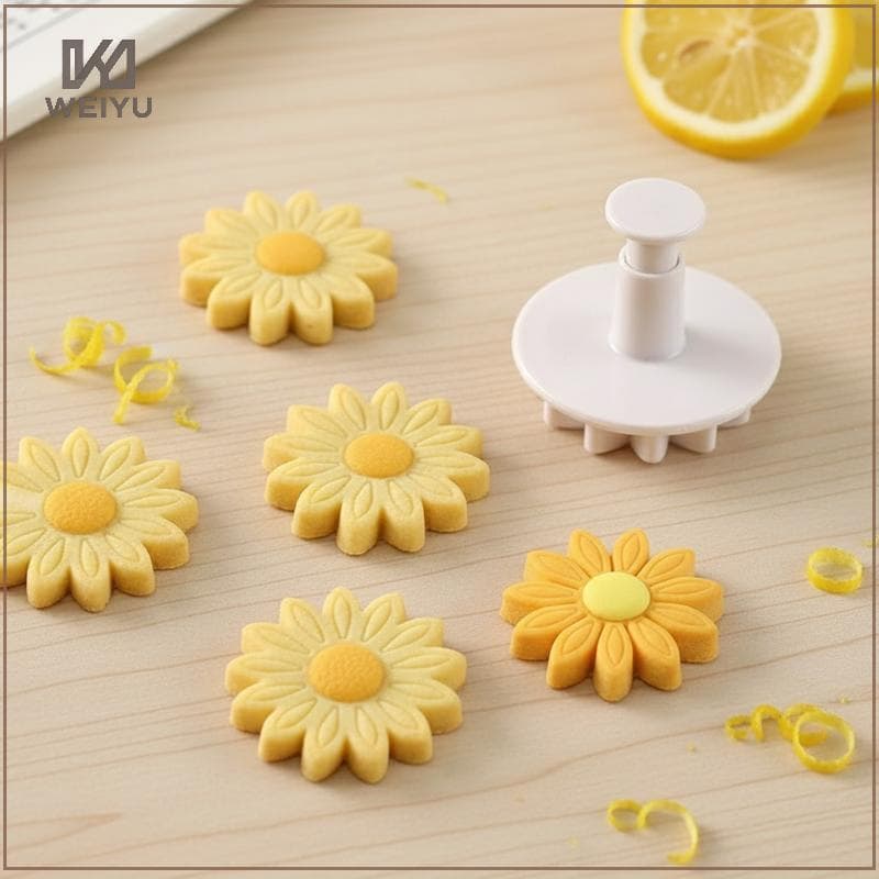 WEIYU 4 Pçs Forma De Flor Fondant Êmbolo Cortador Biscoito Molde Conjunto Para Assar DIY Bolo Decoração Acessório Cozinh