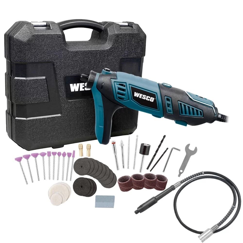 Micro Retifica Wesco 160W com 40 peças + Maleta - Alta Performace e Qualidade