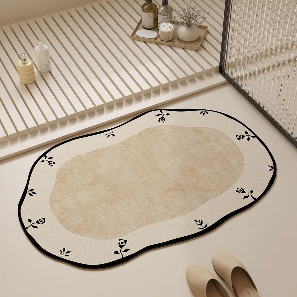 Francês Retro diatomáceas lama tapete de chão banheiro porta absorção de água de secagem rápida antiderrapante alta-En