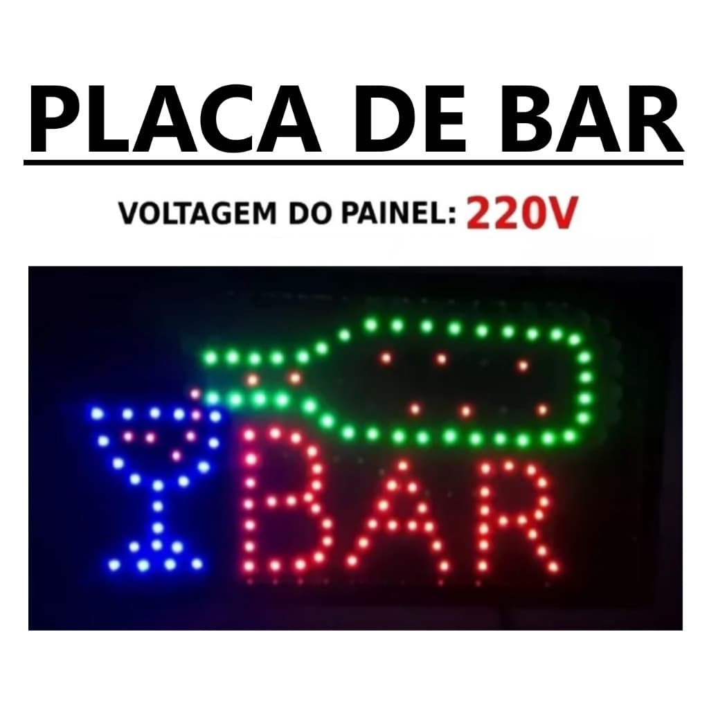 Letreiro de Bar Placa Iluminada LE-3004 Decoração LED RGB 50X25cm pisca-pisca Balada
