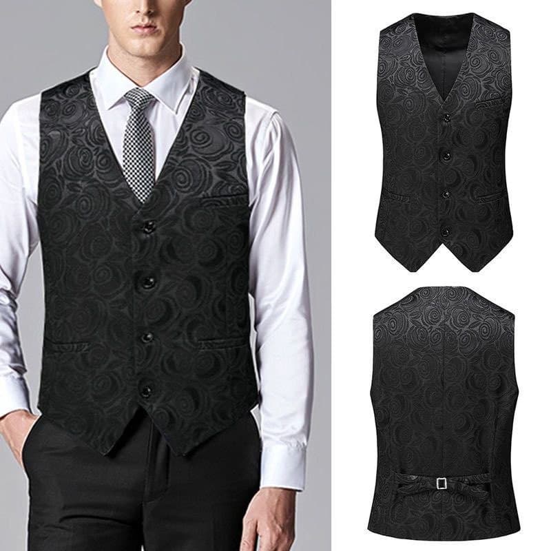 Masculino Jacquard Padrão Terno Colete Fino Ajuste Único Breasted Formal Plus Size Para Festa Casual Negócios