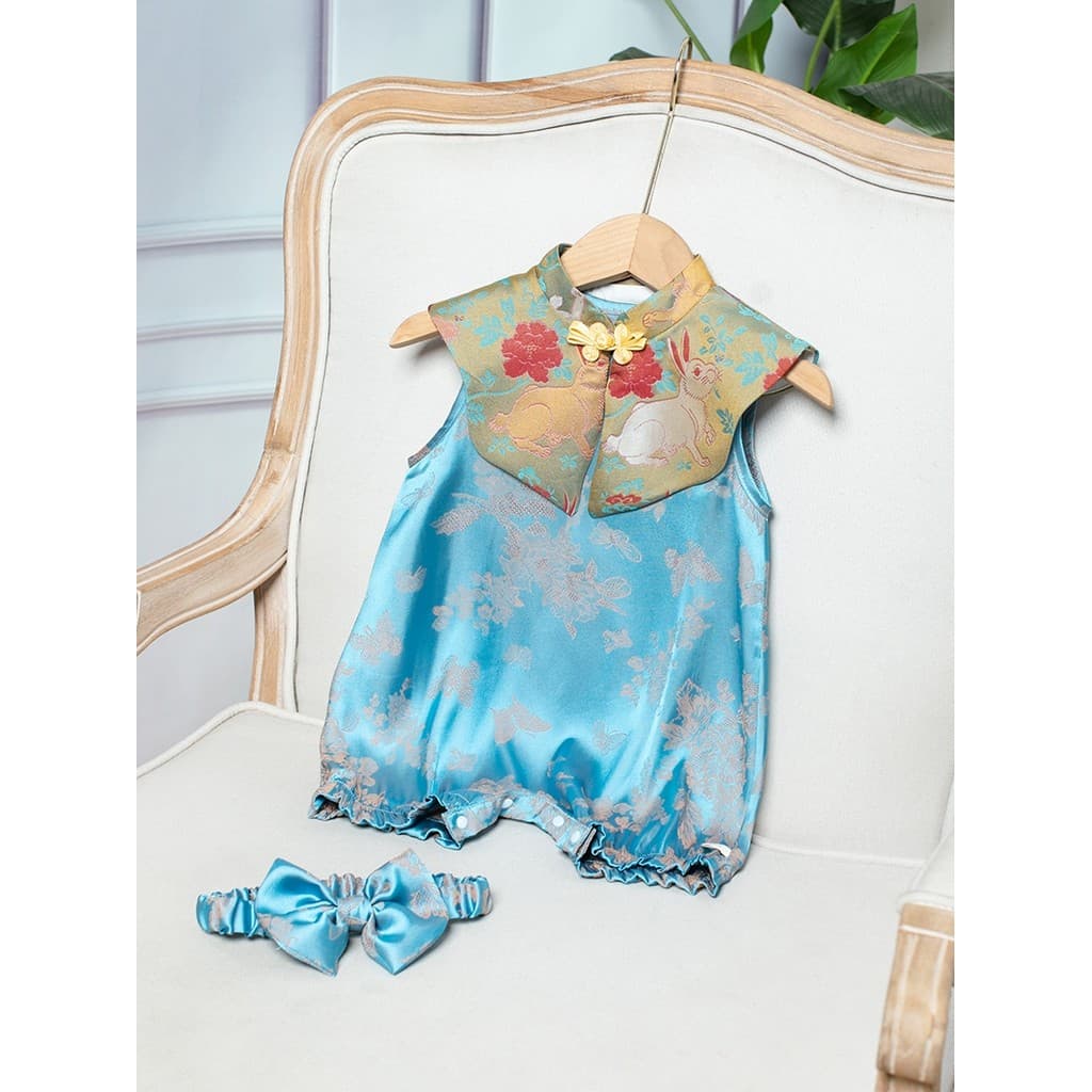 Manhã dança menina bebê vestido de um ano de idade verão estilo fino bebê cem dias banquete novo estilo chinês macacão c