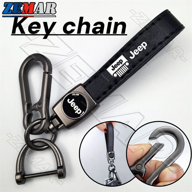 Chaveiro de couro e metal para carro Jeep, chaveiro para motocicleta, chaveiro de alta qualidade com estampas modernas p