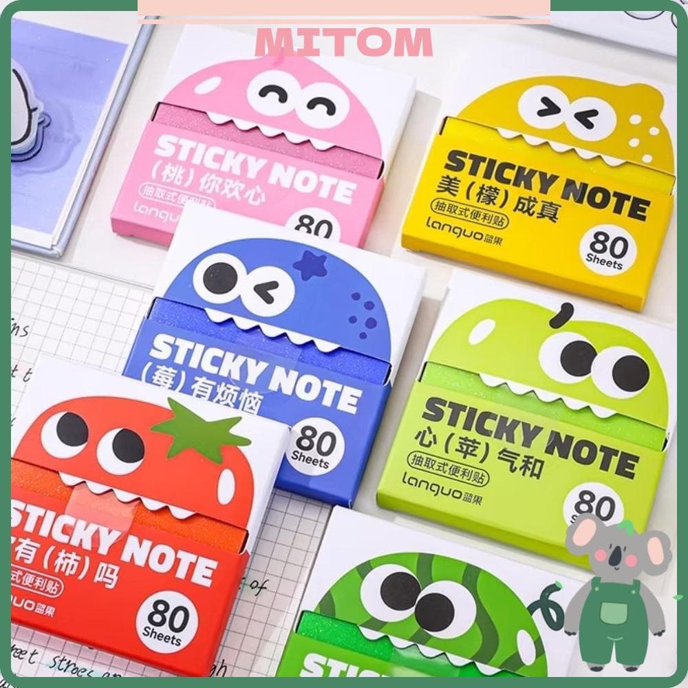 Papel De Bloco De Notas MITOM , Adesivas Autoadesivas Com Design Removível , Blocos De Erro De Estudante De Frutas De De