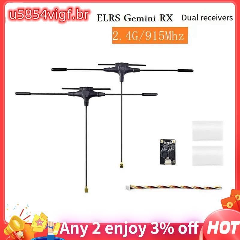 Receptor De Diversidade Duplo ELRS Gemini 2.4G/915Mhz-1 Conector 100mW Para FPV RC Drone De Longo Alcance Quadricóptero