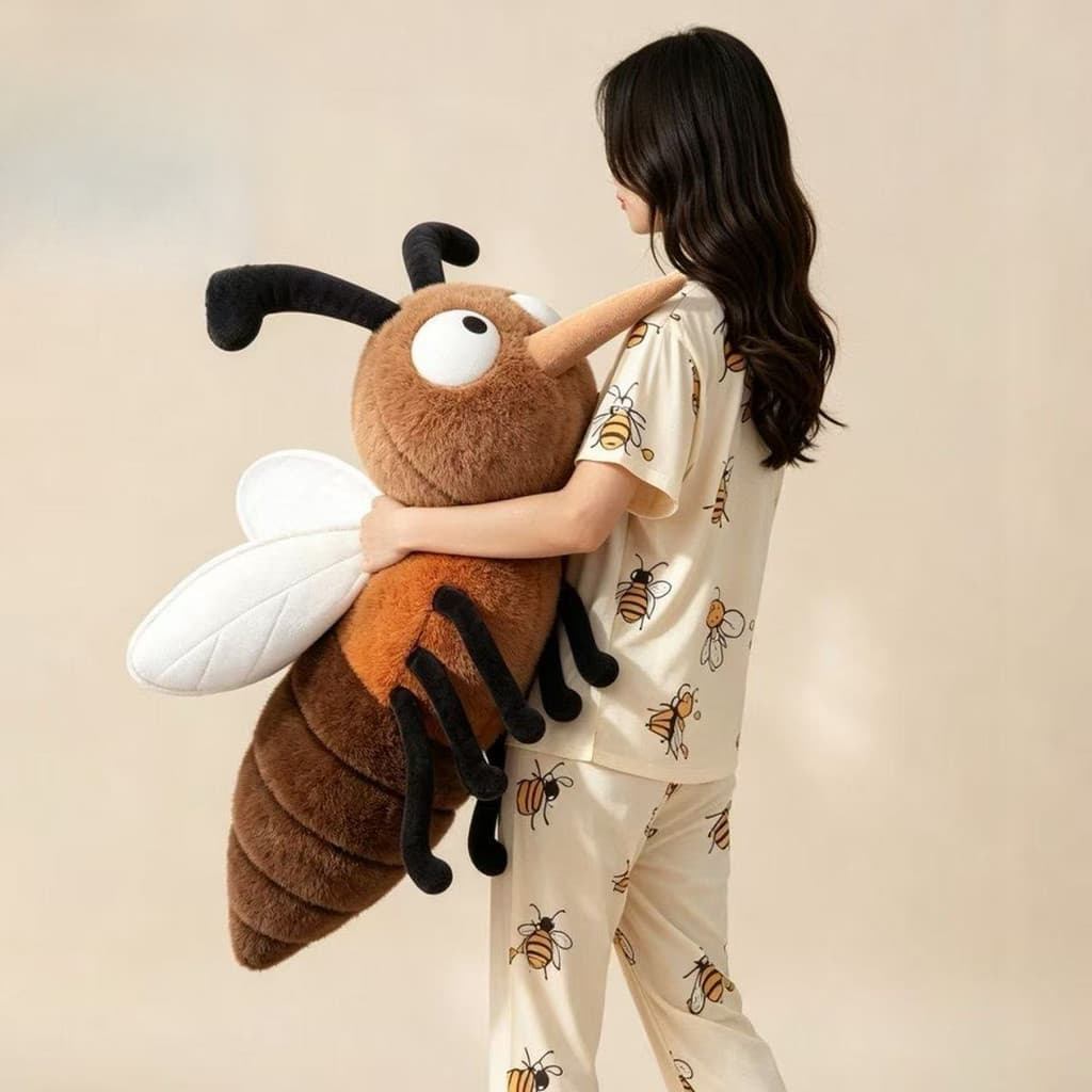 Almofada de Pelúcia de Mosquito Gigante Fofa e Engraçada, Almofada de Dormir para Meninas, Brinquedo de Pelúcia Mosquito