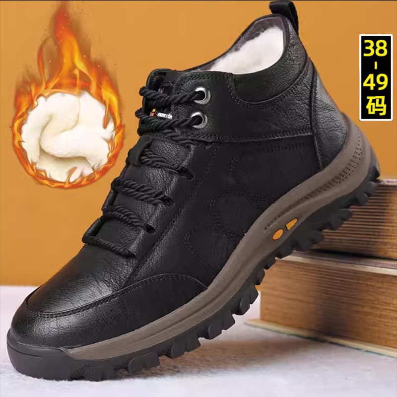 Pele integrada outono inverno Plus Size sapatos masculinos 45 lã quente botas de neve 46 botas 47 couro genuíno sapatos