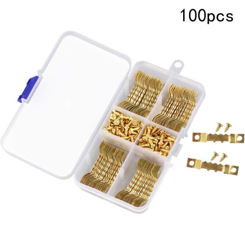 Conjunto de Parafusos de Cabeça Plana com Gancho Serrilhado Dupla Face Dourado, Conjunto Combinado de Ganchos para Bolsa
