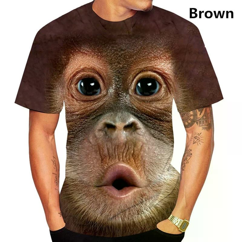 Camiseta Engraçada Com Estampa De Lábio De Macaco Beijo Para Roupas Masculinas 3D Paródia Gorila Orangotango Unissex Cri
