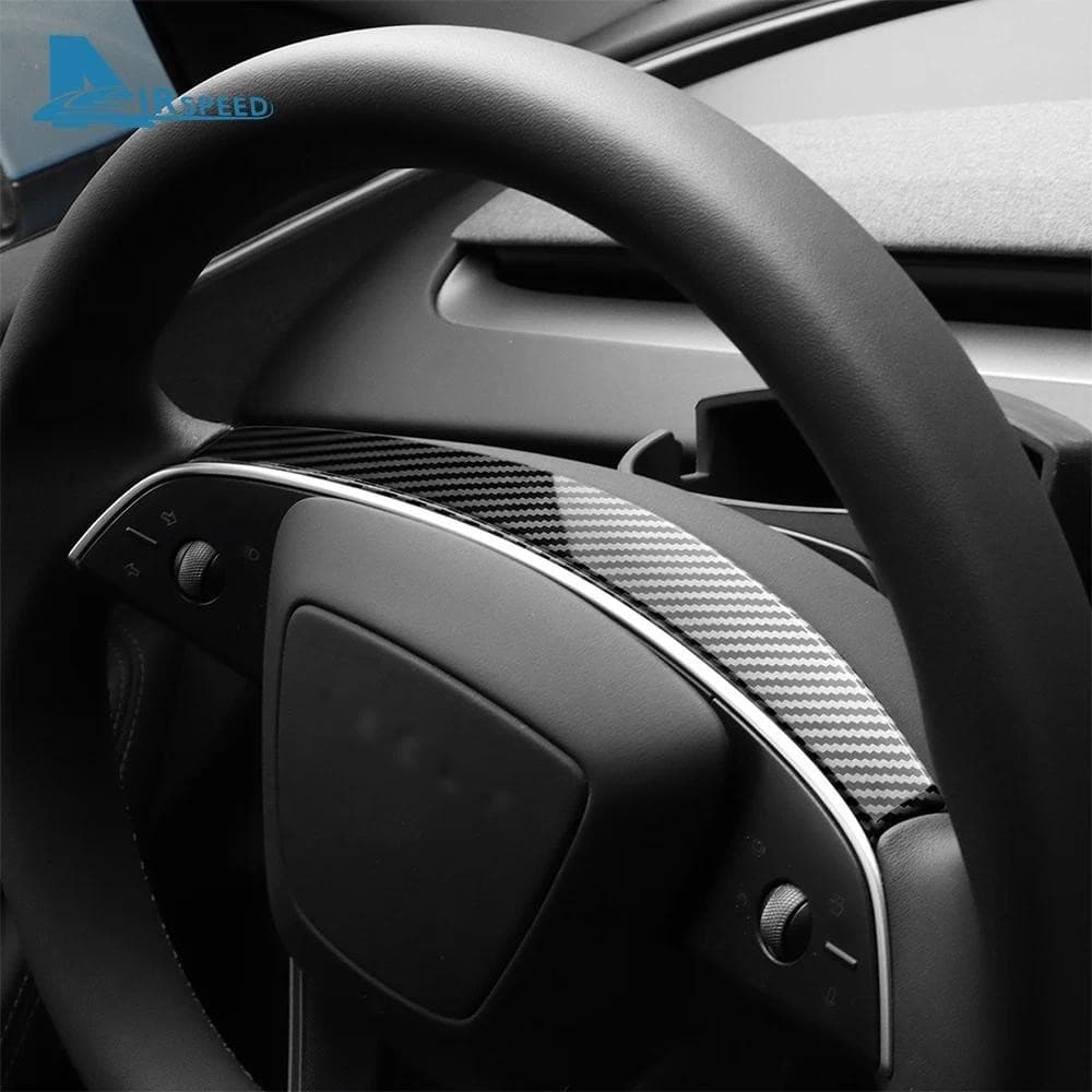 Para Tesla Modelo 3 Highland 2024 Y Juniper 2025 ABS Fibra De Carbono Volante Quadro Capa Guarnição Acessórios Interiore
