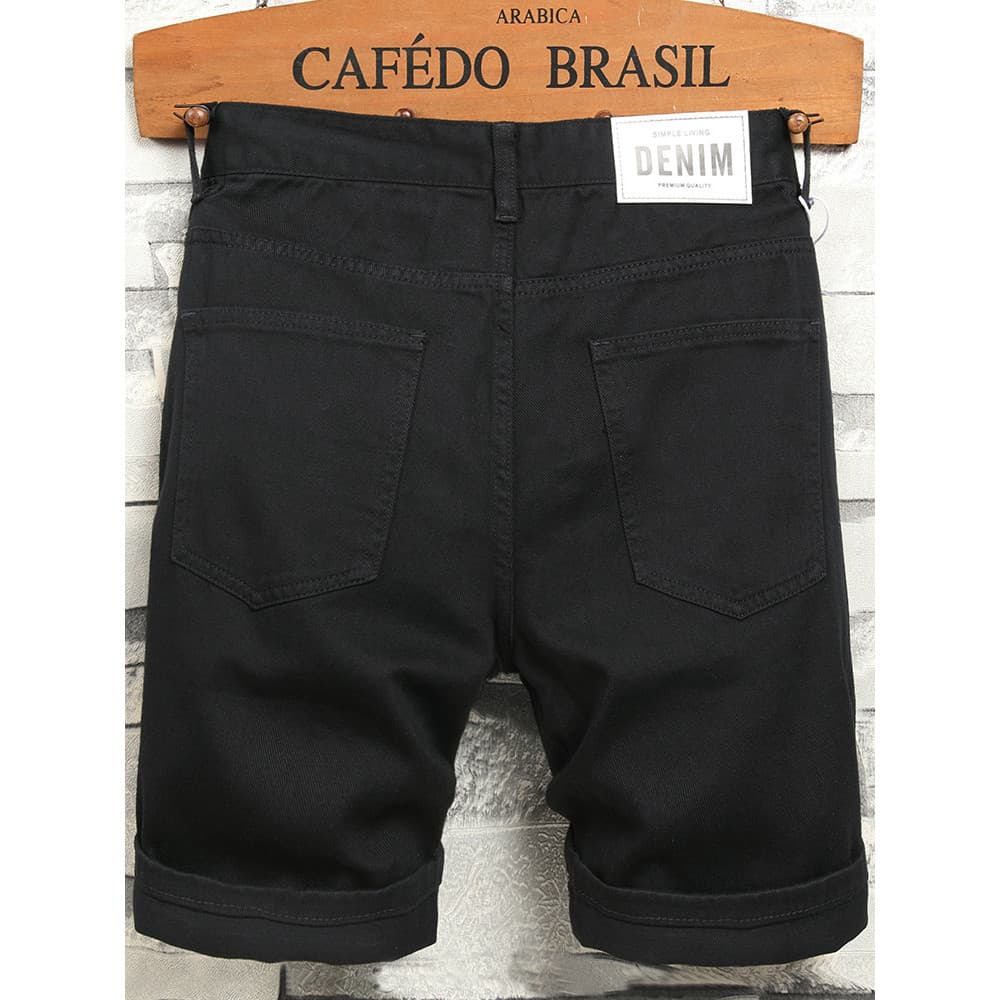 2026 novo estilo verão calças finas homens Denim Shorts preto calças de cinco pontos cortadas calças casuais estilo masc