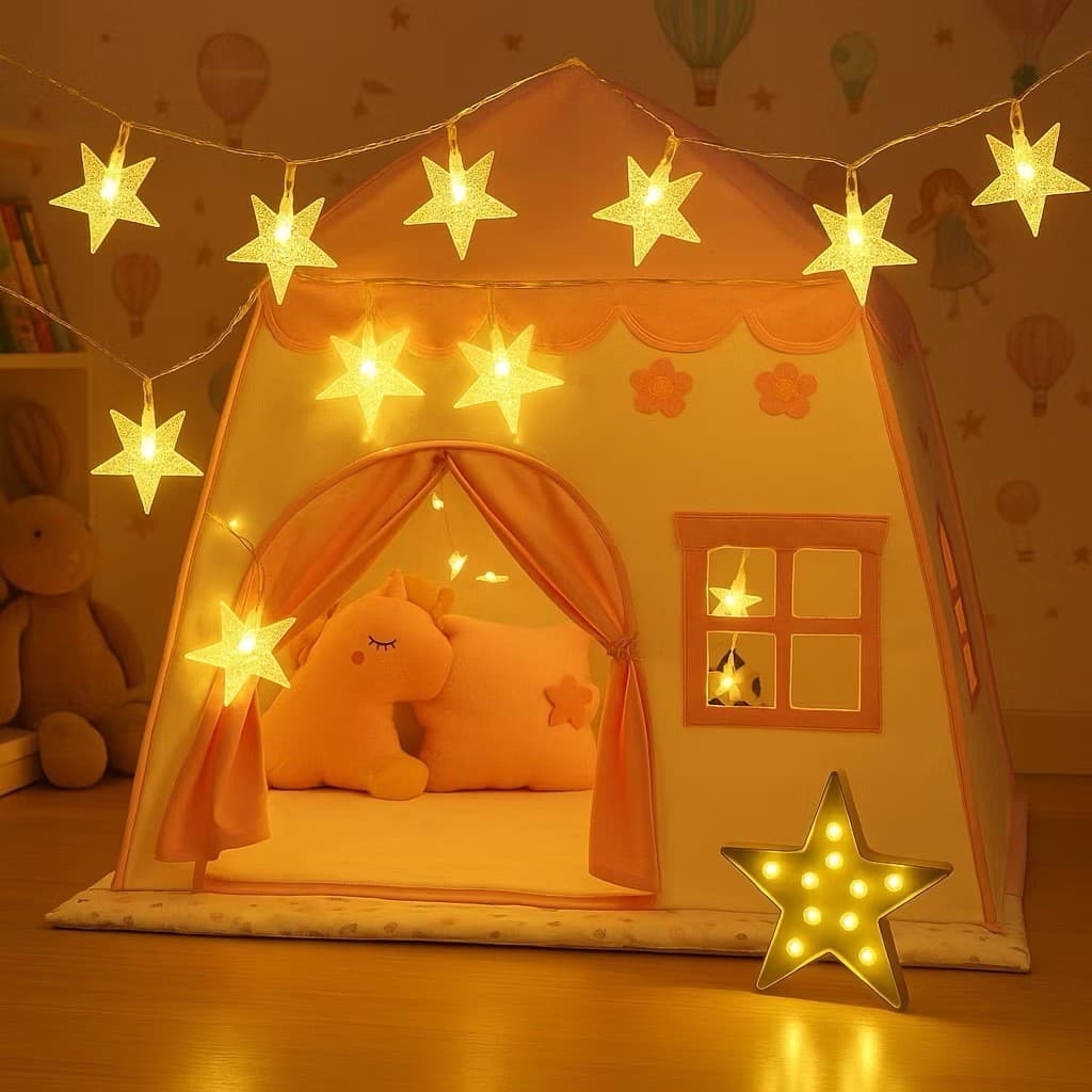 Barraca Infantil Princesa Castelo Rosa Tenda Casinha de Brincar Infantil com Janelas e Flores