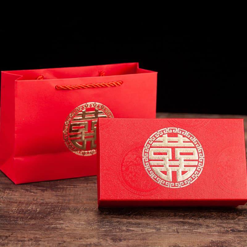 Nova caixa de doces de casamento estilo chinês lembranças de casamento presentes de retorno céu e terra capa Corsage cai