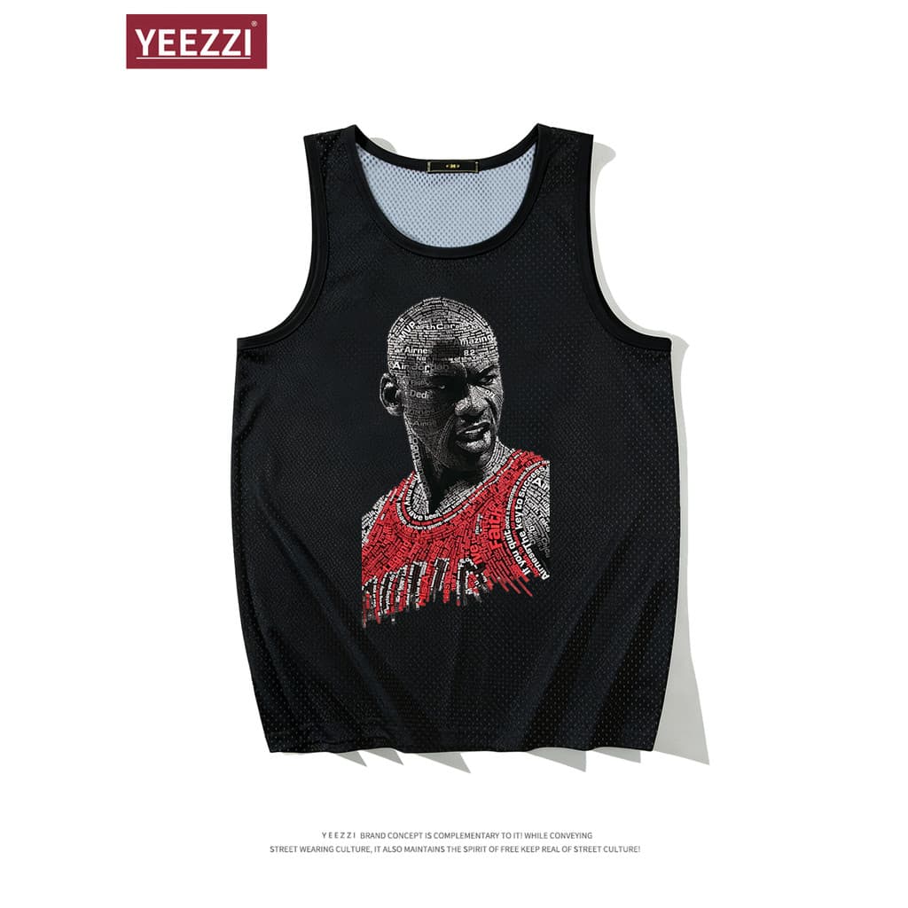 Colete de basquete americano de secagem rápida sem mangas camiseta gelo seda esportes solto correndo Joe 23 treinamento