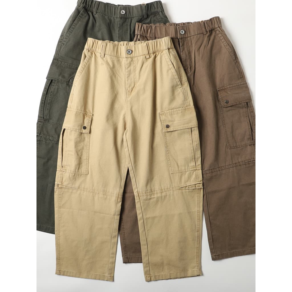 Americano cáqui Retro puro algodão lavado solto calças de perna larga masculino estilo japonês Street Wear bonito cônico