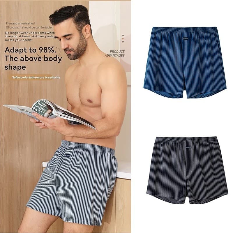 3 peças/embalagem solta, comprimento 140cm, tamanho grande masculino, cueca boxer alo 100% algodão, confortável e respir