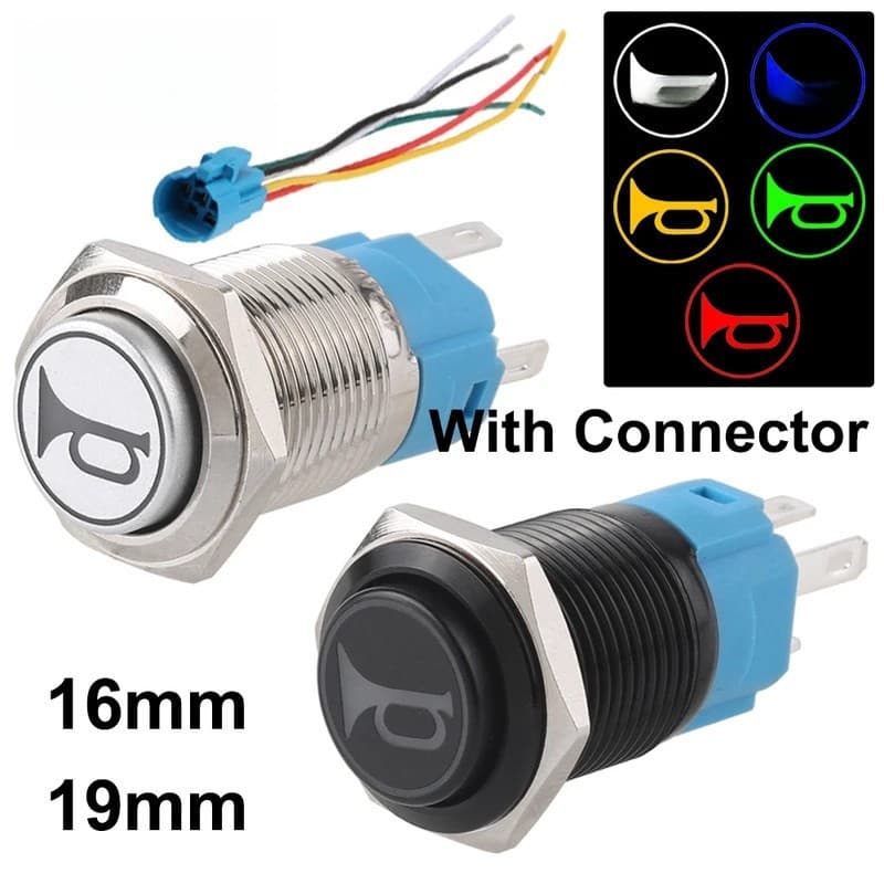 16mm 12V24V Alto-Falante Momentâneo Chifre Botão Interruptores Interruptor De Alternância 1NO1NC SPDT Com Soquete Pré-Fi