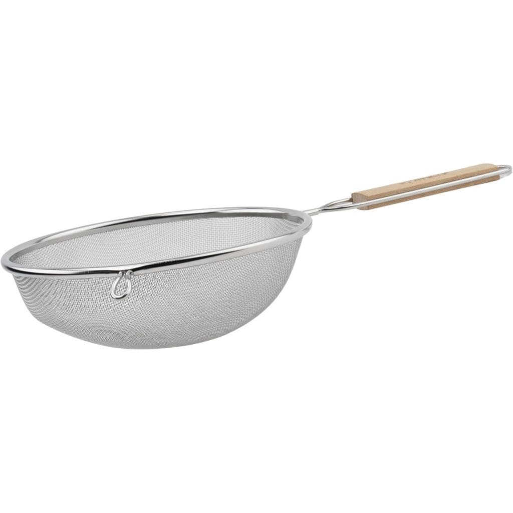 Coador Winco com malha fina, 8 polegadas de diâmetro, tamanho médio, aço inoxidável, cor bege, prata, ZW6M.