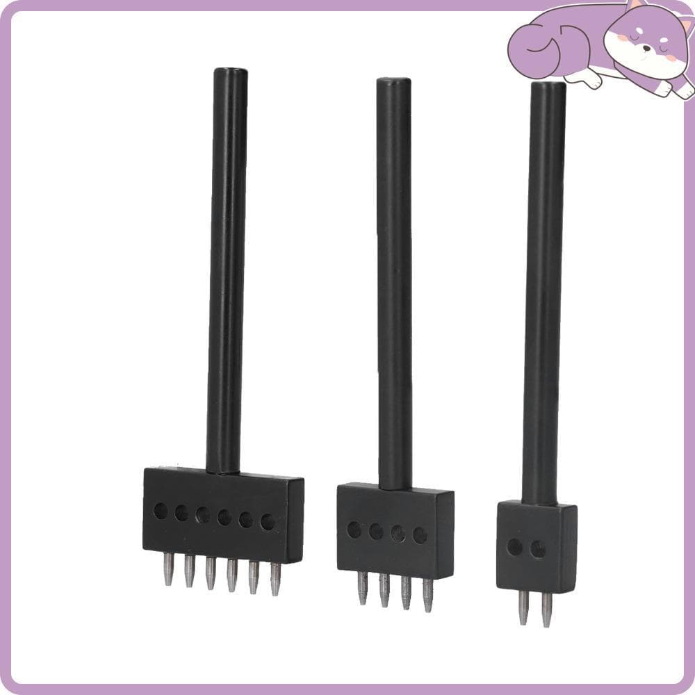 3 Peças De Kits De Ferramentas Artesanais De Couro , Ferramenta Perfurada Perfurador Redondo De Dente Pret