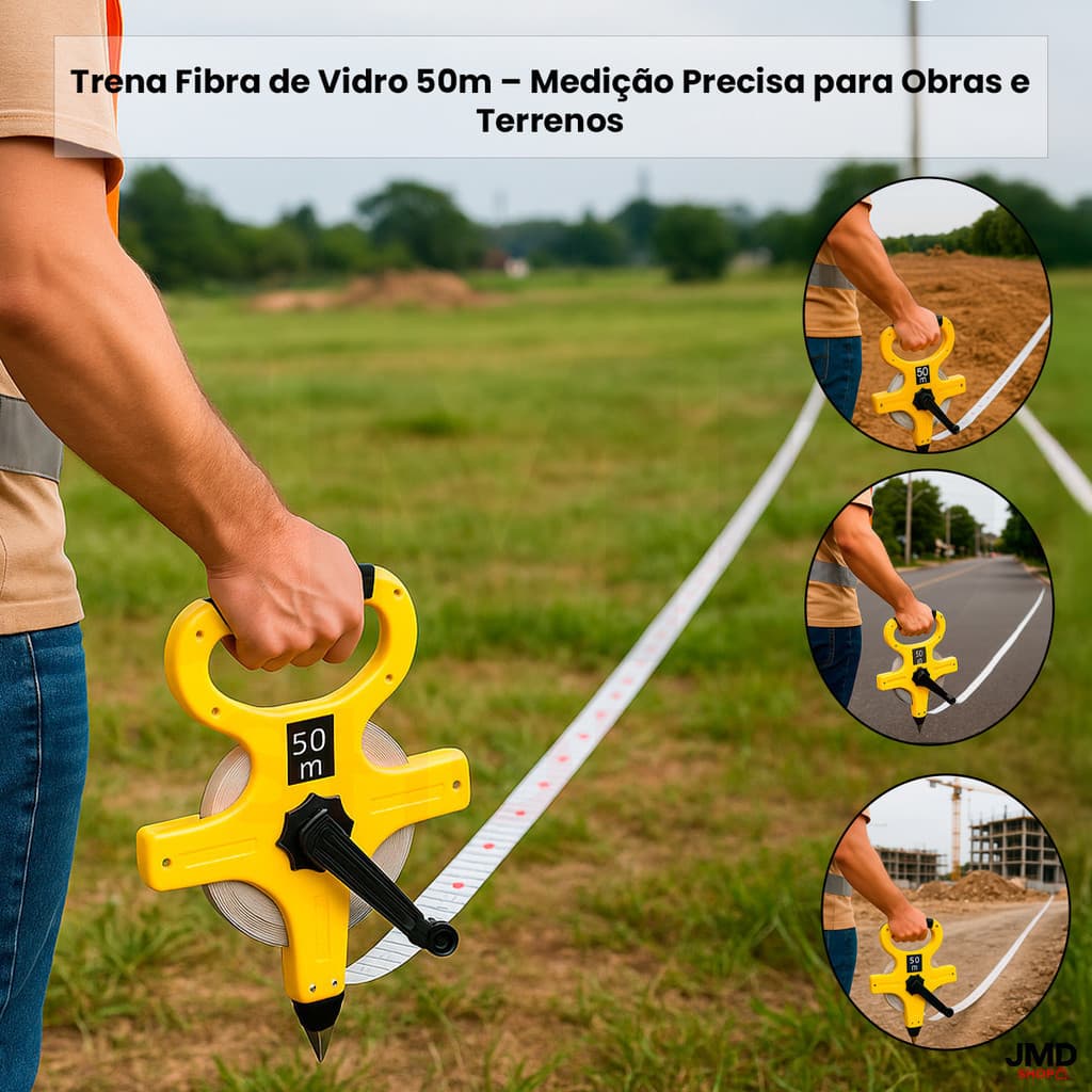 Trena 50mm Recolhimento Manivela Longas Distâncias ita Métrica de Medição Precisa Reforçada para Construção e Engenharia