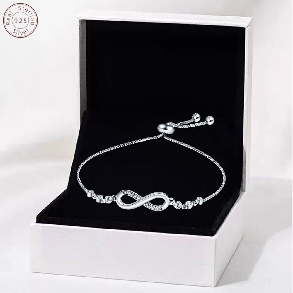 Pulseira de símbolo eterno em prata 925 com design original 2026, joia feminina elegante e charmosa, presente DIY.