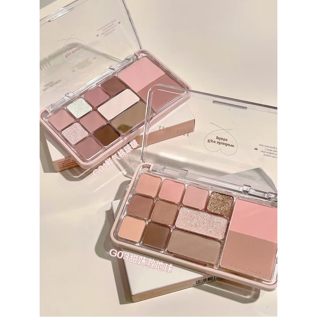 Uma placa termina maquiagem!Gogotales gogotales Paleta de pó integrada Paleta de sombras dez cores Blush Destaque Sombra