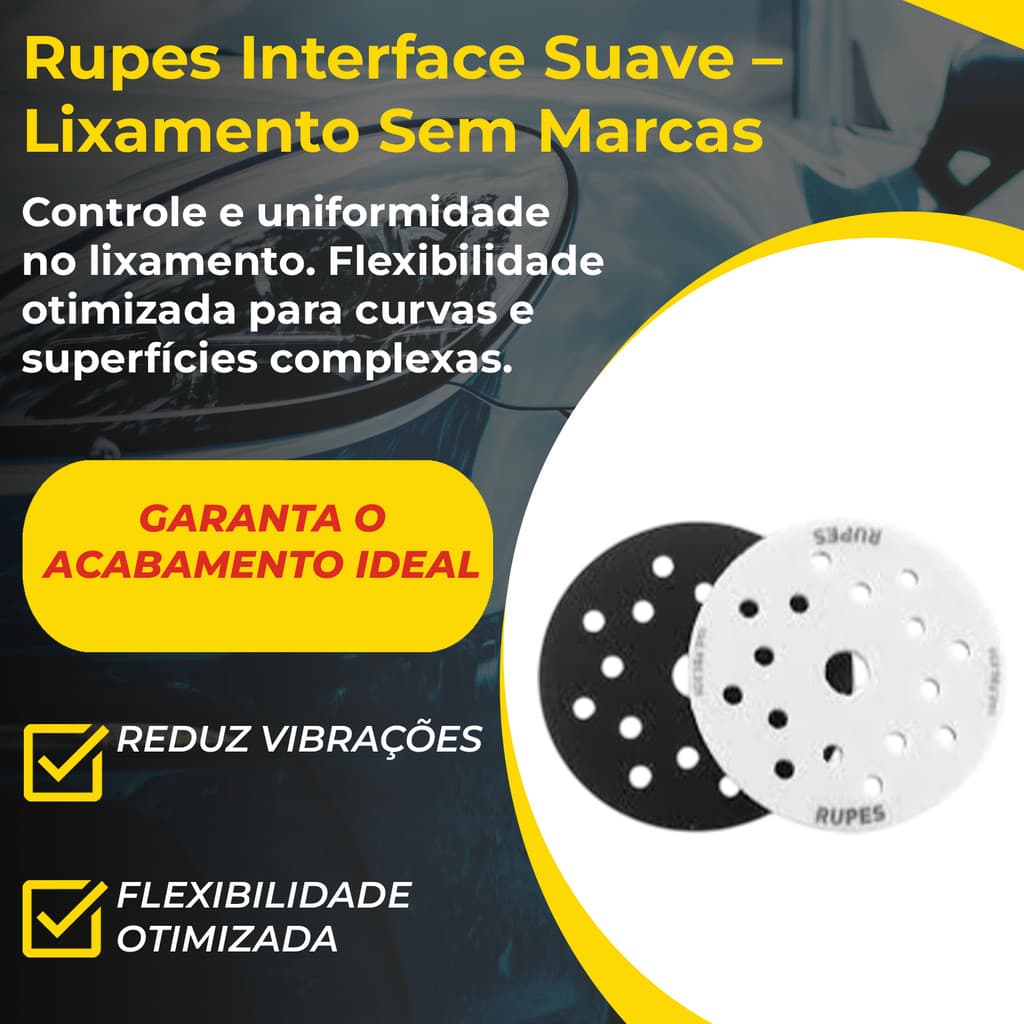 Interface Macia Rupes 5” Kit 2 Unidades Lixamento Fino Politriz Duetto Discos X-Cut Automotivo