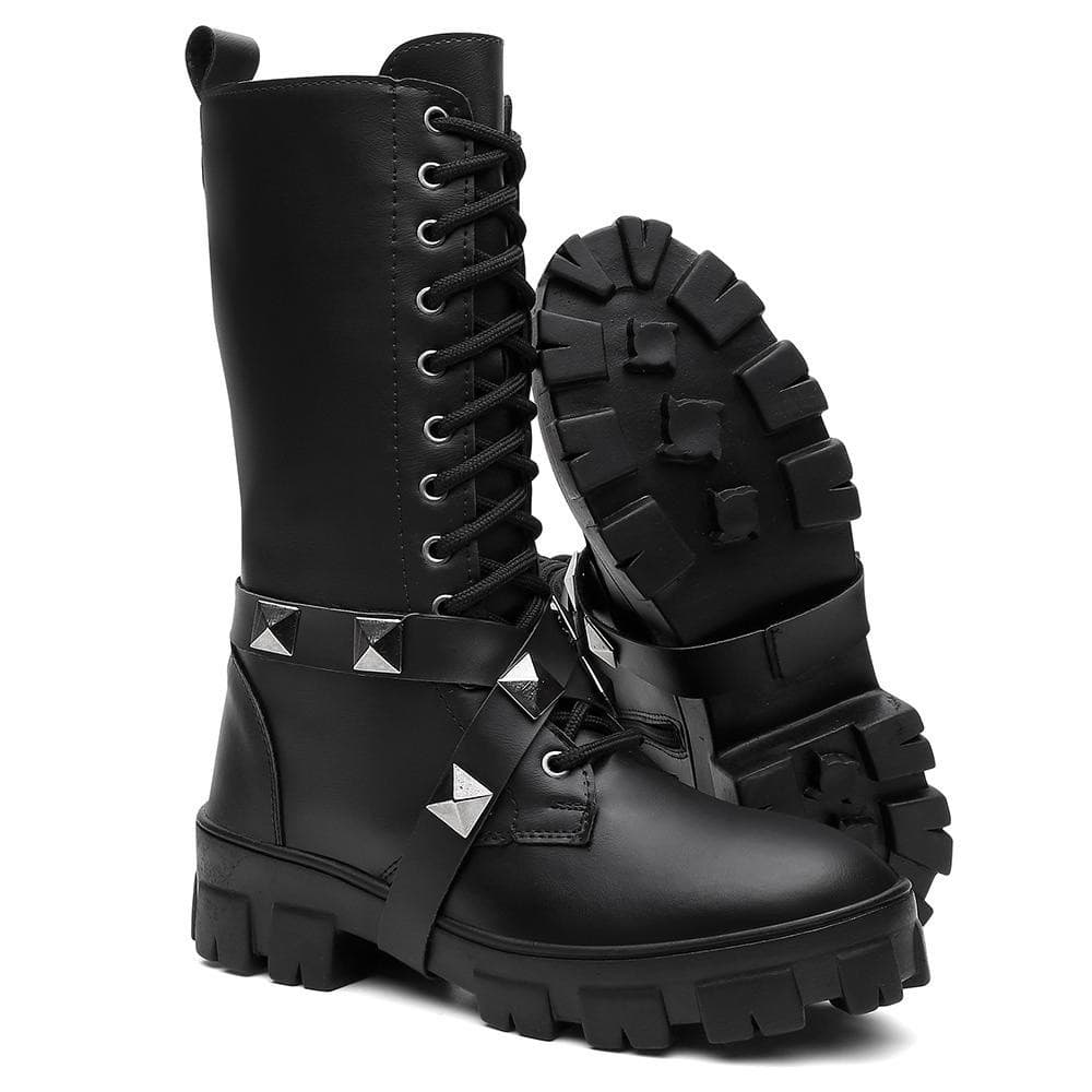 BOTA TRATORADA FEMININA  CANO ALTO COM FITA  EGY PRETA