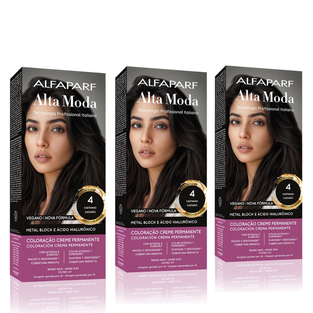 Coloração Alta Moda Alfaparf Kit C/3 4.0 (Castanho)