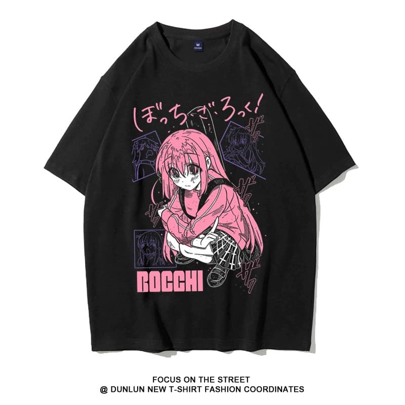 Camiseta Unissex Bocchi Rock Anime Verão Única 100% algodão