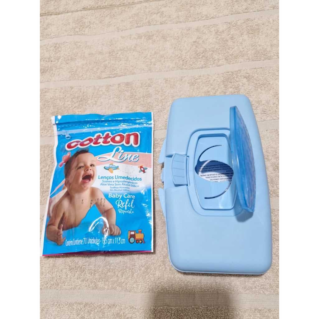 Porta Lenço Umedecido Porta Toalha Menino Menina Infantil Rosa ou Azul + Brinde
