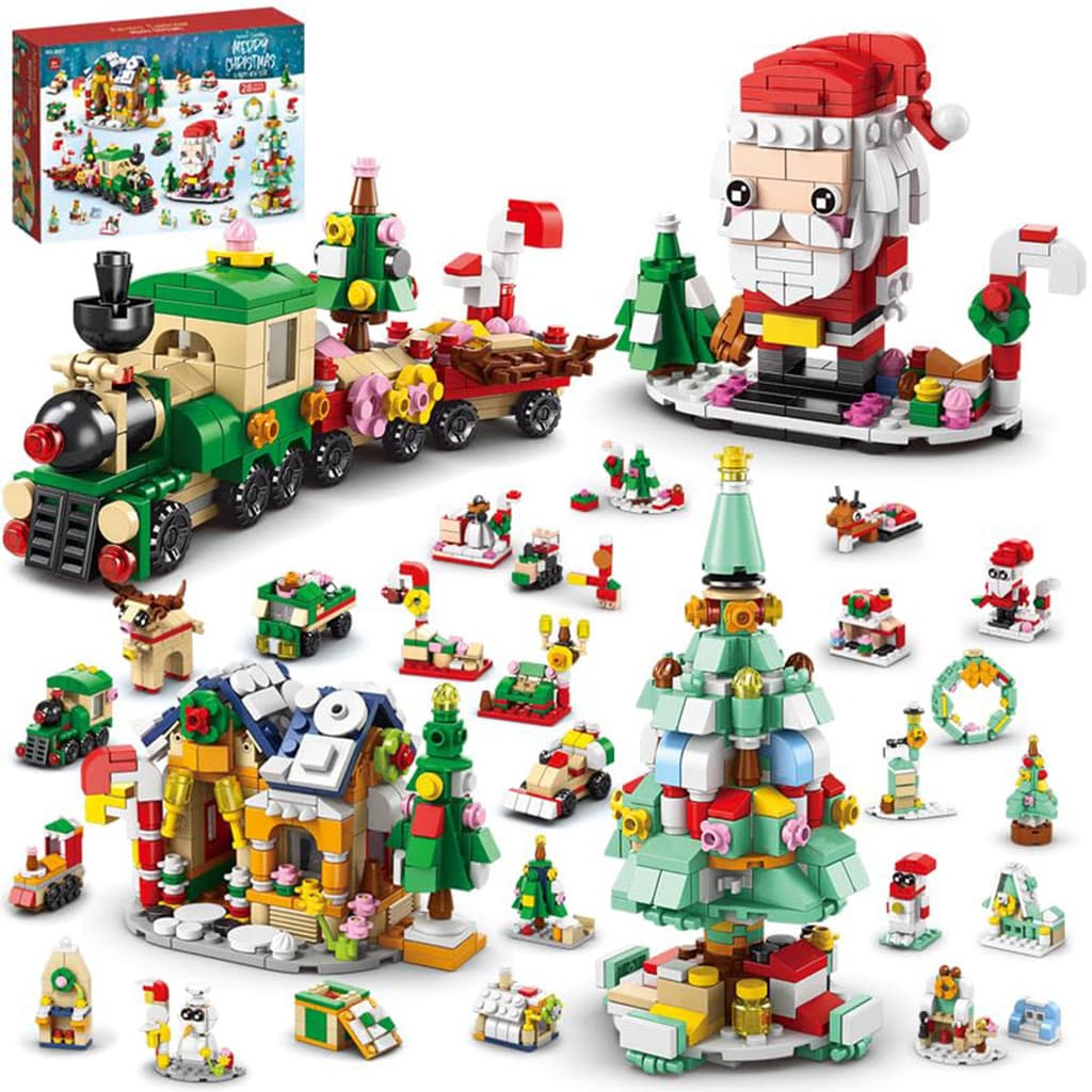 12 Dias/24 Dias Presente de natal compatível for LEGO árvore de natal brinquedos educativos montados para crianças bloco