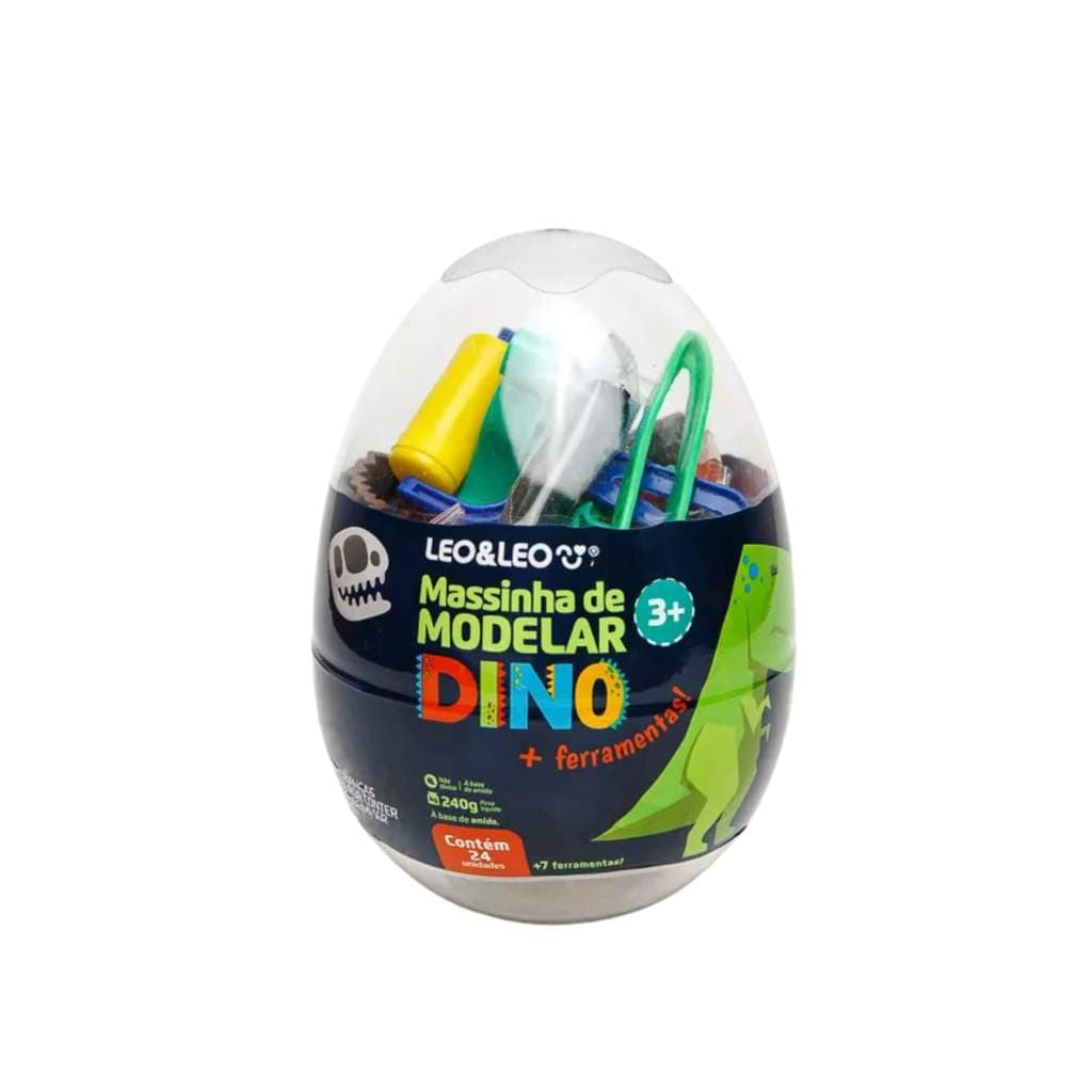 Kit Massa de Modelar Ovo Dino - 24 Cores + 7 Moldes Leo&Leo Leonora - 73537