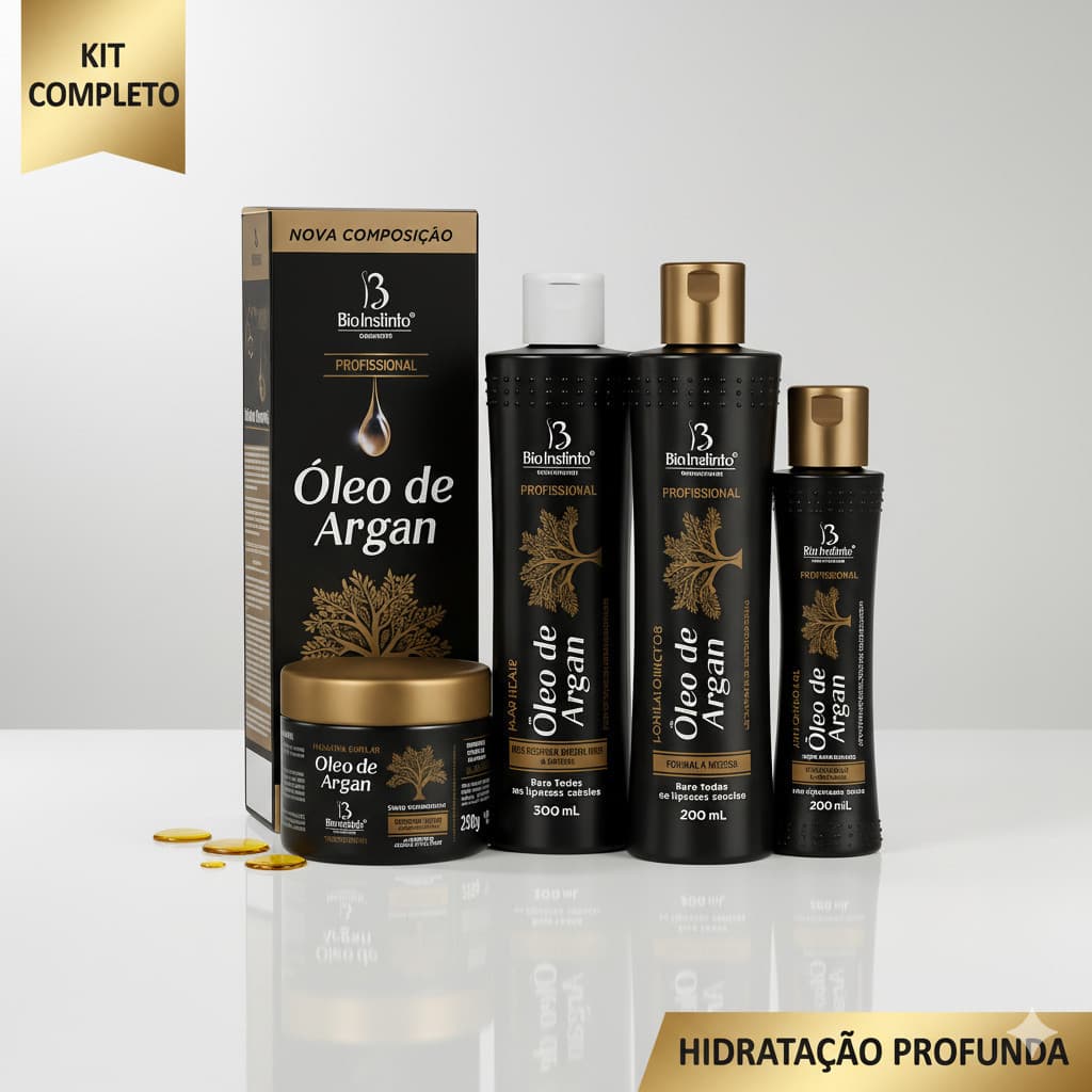 Kit Tratamento Capilar com Óleo de Argan para Cabelos Ressecados Reparador de Pontas