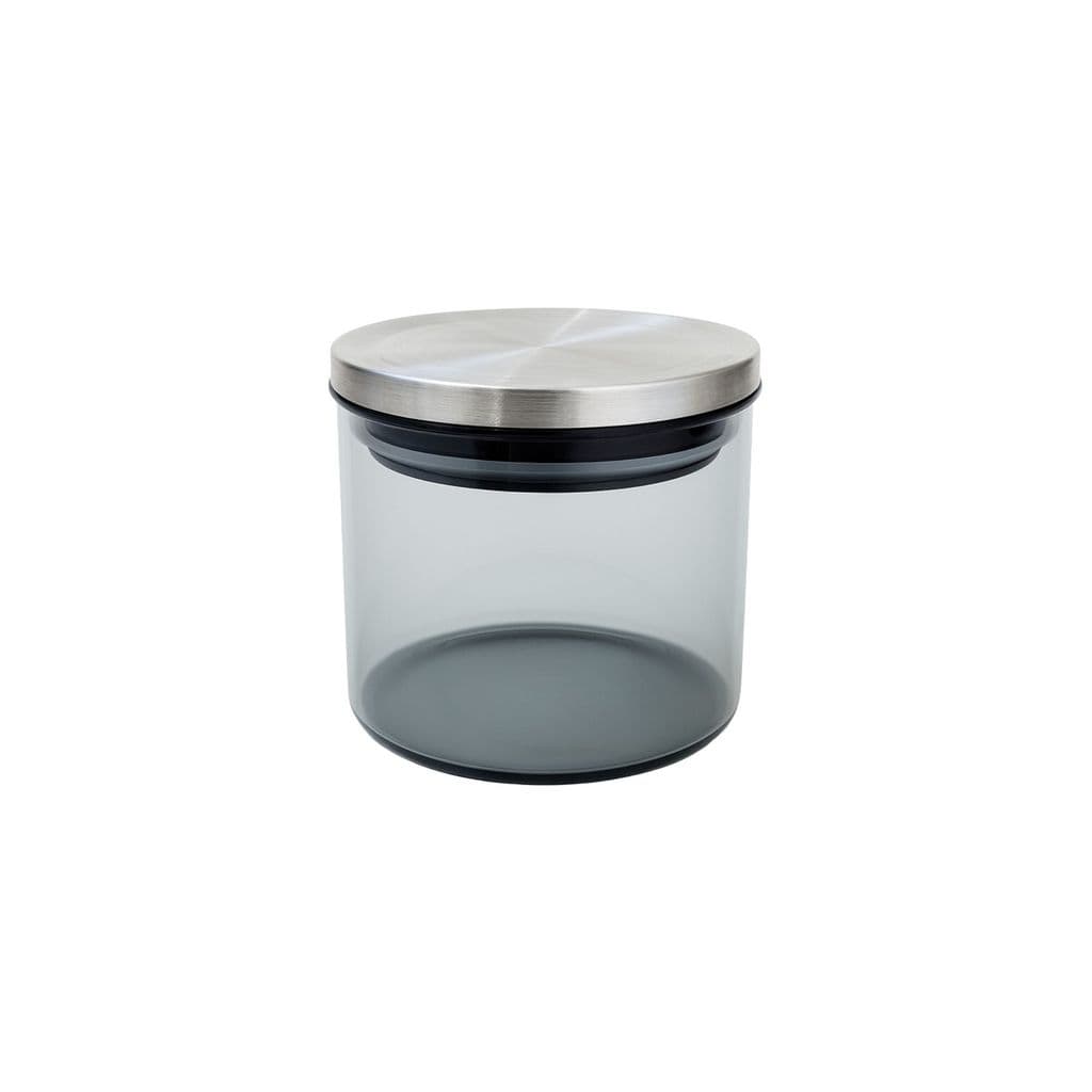 Pote de Vidro 10x9CM 430ML Fumê Tampa Metálica Hermética Porta Mantimentos