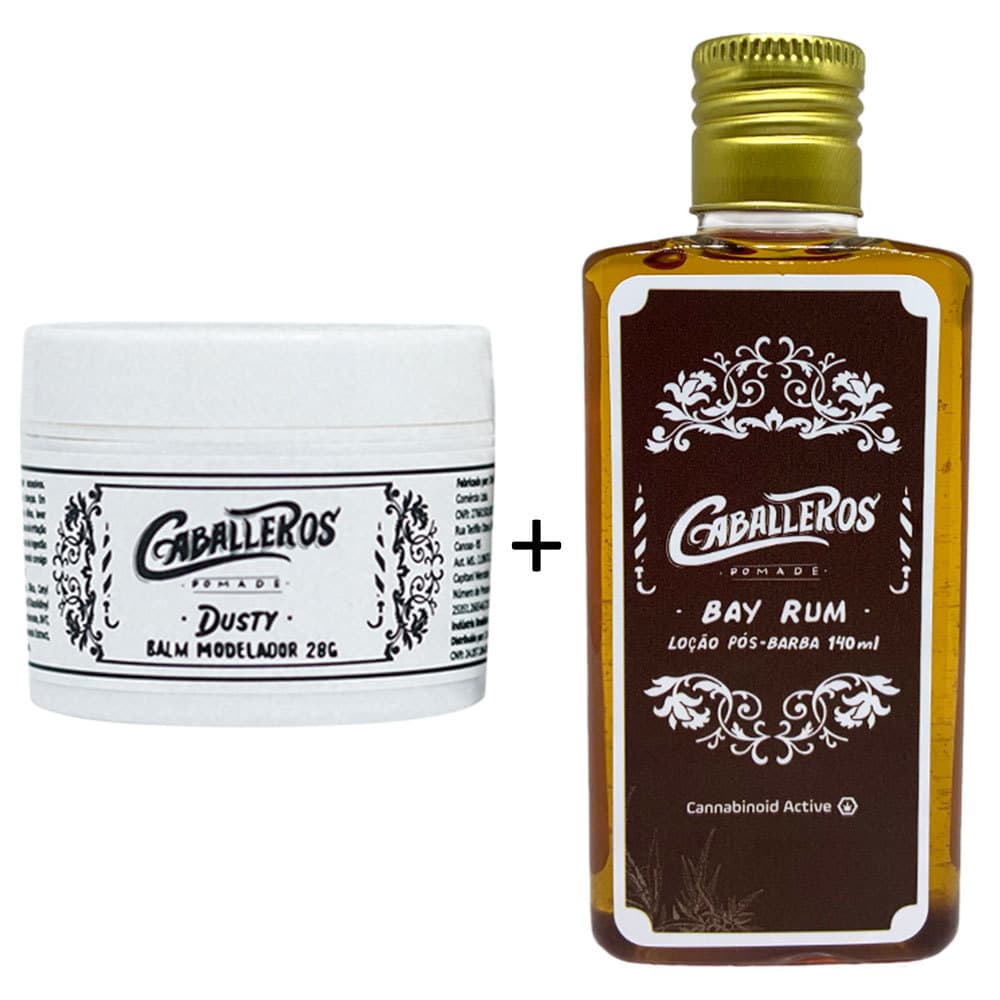 Kit Caballeros Loção Pós Barba Bay Rum + Modelador De Barba