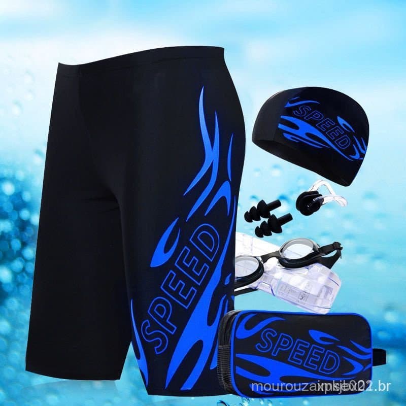 Kit de natação Shorting impermeável preto metade longo tamanho masculino RQCD