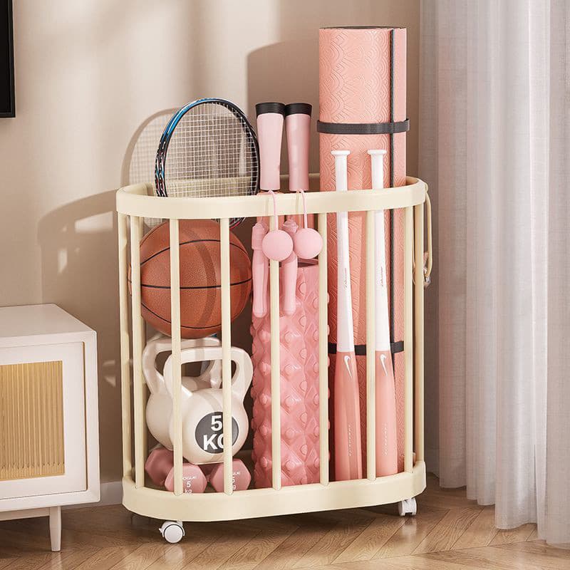 Rack de armazenamento para tapete de ioga, equipamento de Fitness doméstico, cesta de armazenamento, carrinho móvel, bas