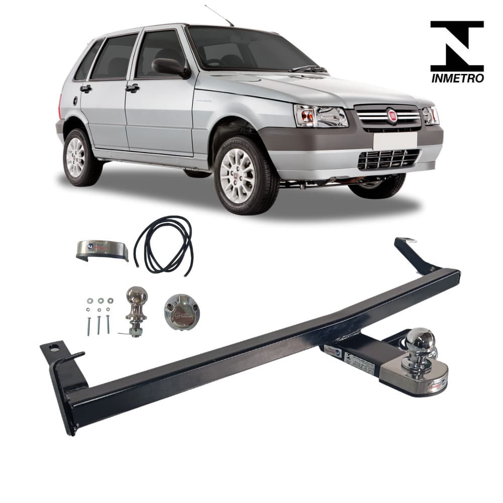 Engate Reboque Fixo Fiat Uno Quadrado 2004 a 2015 Capacidade 500kg  Inmetro Kit Completo