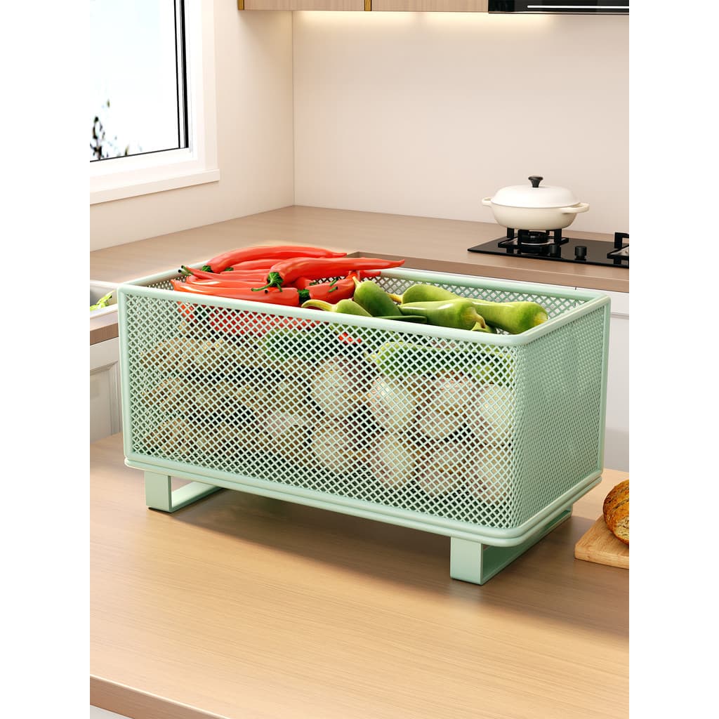 Prateleira de bancada de cozinha, cesta de armazenamento de frutas e vegetais, multifuncional, cebolinha, gengibre, alho